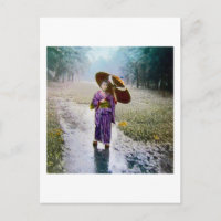 Glass Magic Lantern Schieben ein JAPANESE MÄDCHEN 