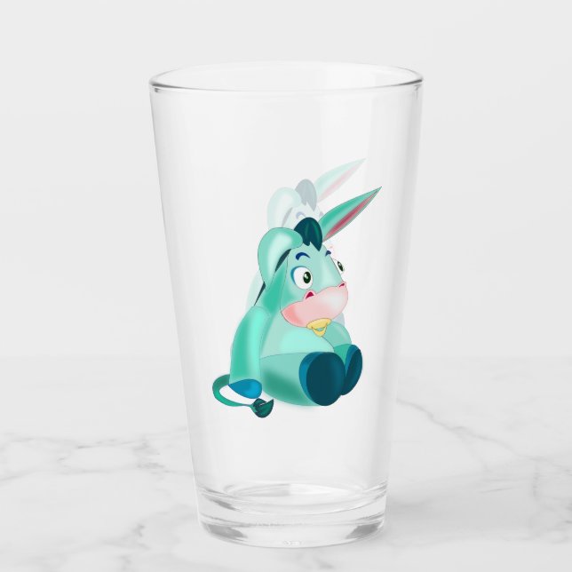 Glass mit Baby Donkey - Gemälde Glas (Vorderseite)