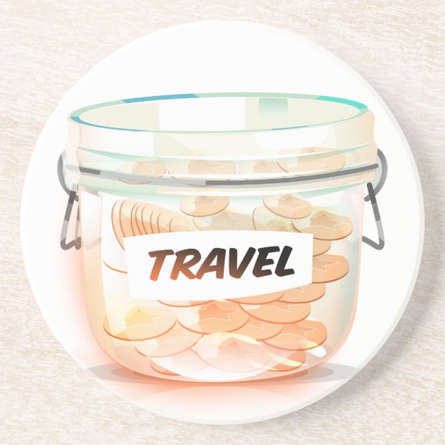 Glass Money Travel Jar Getränkeuntersetzer (Vorne)