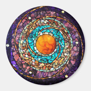 Glass Mosaic Magnet "Celestial Clockwork"