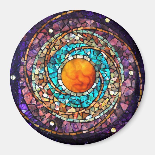 Glass Mosaic Magnet "Celestial Clockwork" (Vorne)