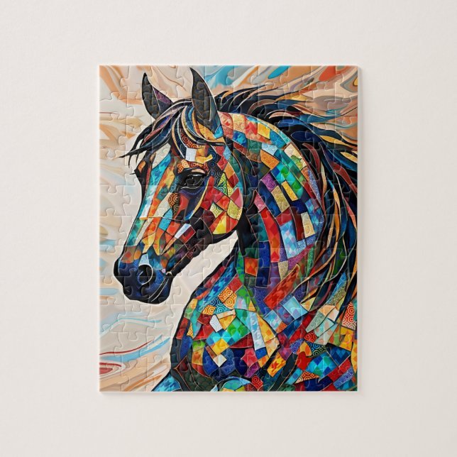 Glass-Mosaikpferd aus Multicolor 15 (Vertikal)