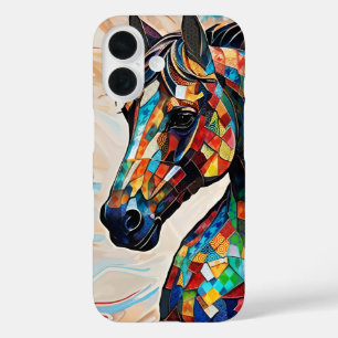 Glass-Mosaikpferd aus Multicolor 15 iPhone 16 Hülle