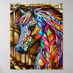 Glass-Mosaikpferd im Multicolor 14 Poster