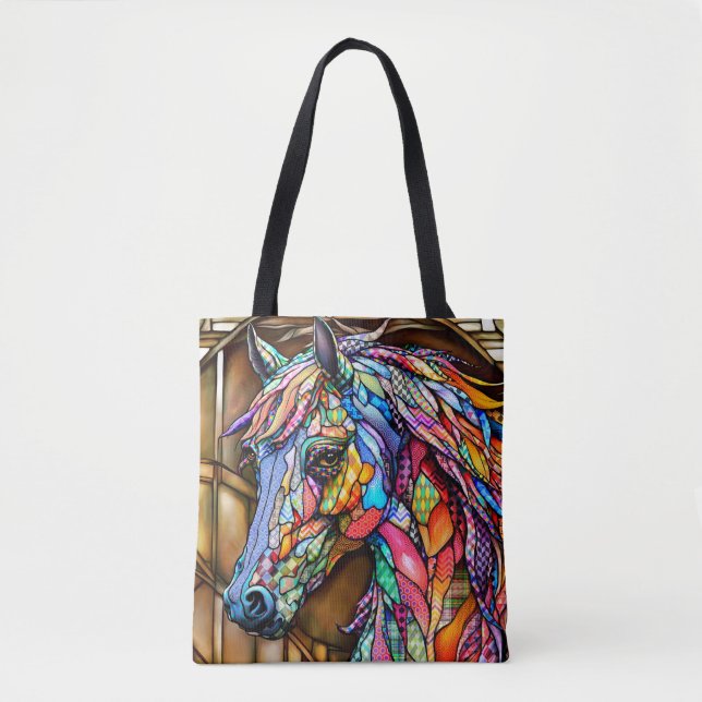 Glass-Mosaikpferd im Multicolor 14 Tasche (Vorderseite)