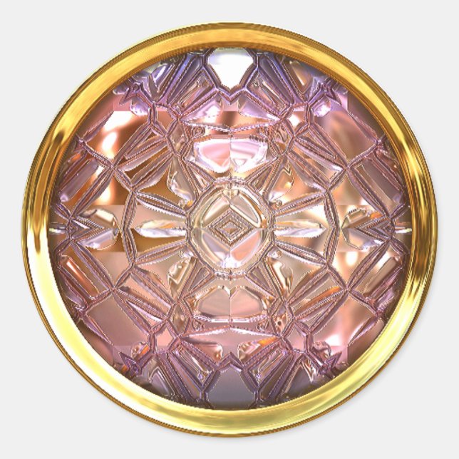 Glass Nähknopf Rosa Gold Runder Aufkleber (Vorderseite)