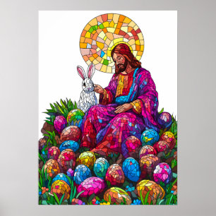 Glass Oaster Bunny Jesus Poster