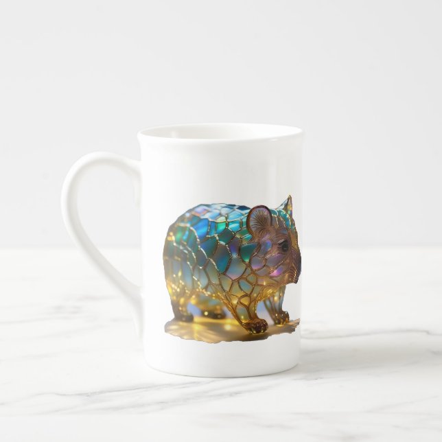 Glass Opalized Australian Wombat Prozellantasse (Links)