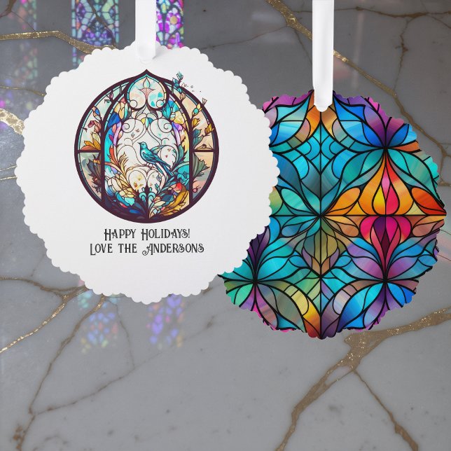 Glass-Ornament Weihnachtskuchen Ornament Karte (Stained Glass Ornament Christmas Keepsake)