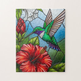 Glass Patchwork Hummingbird Garden Floral Mosaic