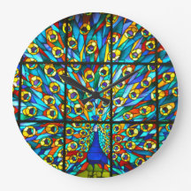Glass Peacock Clock