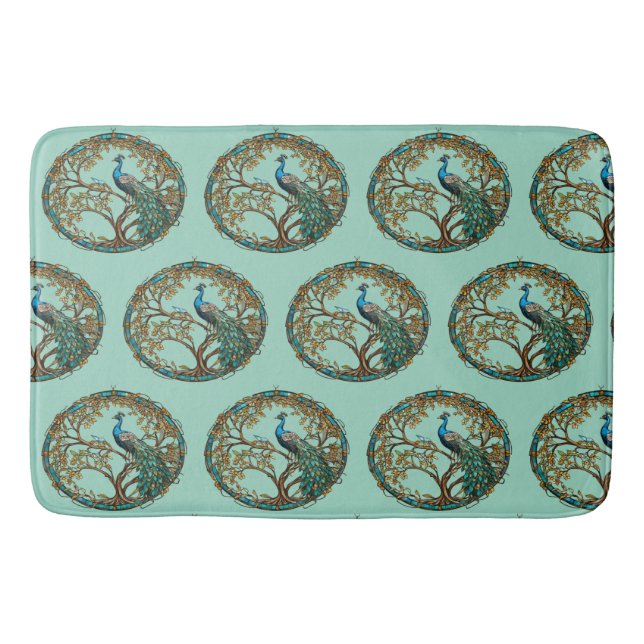 Glass Peacock Herbstbaum Badematte (Vorderseite)