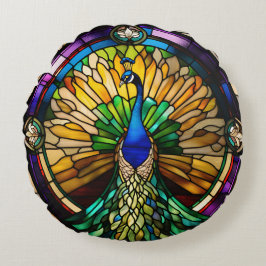 Glass Peacock Rundes Kissen