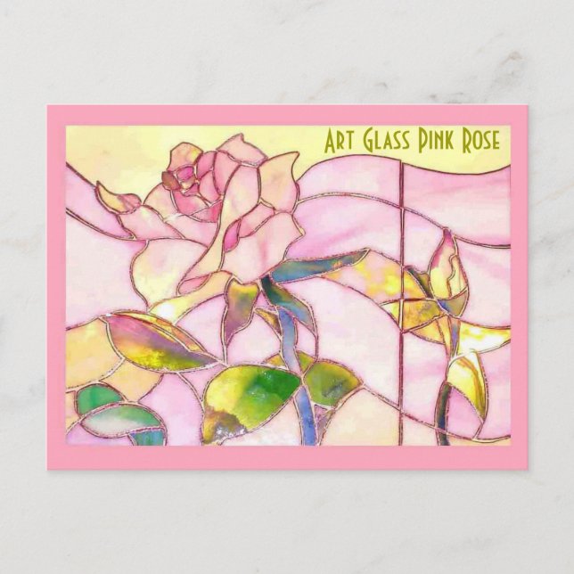 Glass Pink Rose Romantischer Jahrestag Postkarte (Vorderseite)