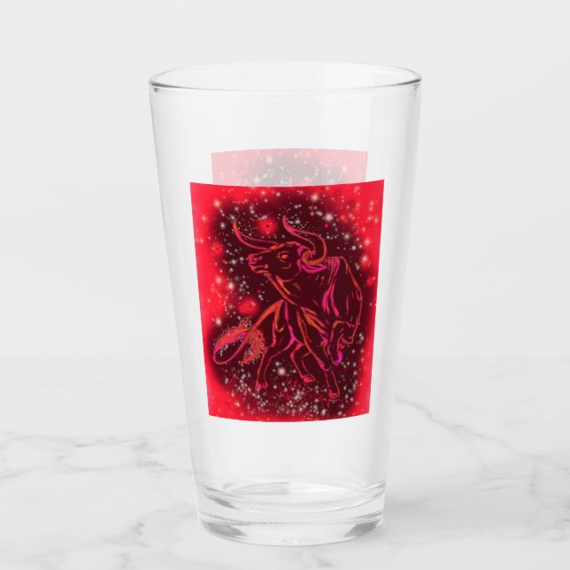 Glass Red Bull läuft in der Starry Night Glas (Vorderseite)