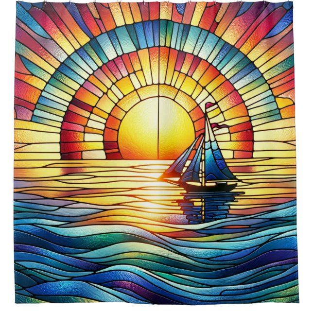 Glass Sailboat Duschvorhang (Vorderseite)
