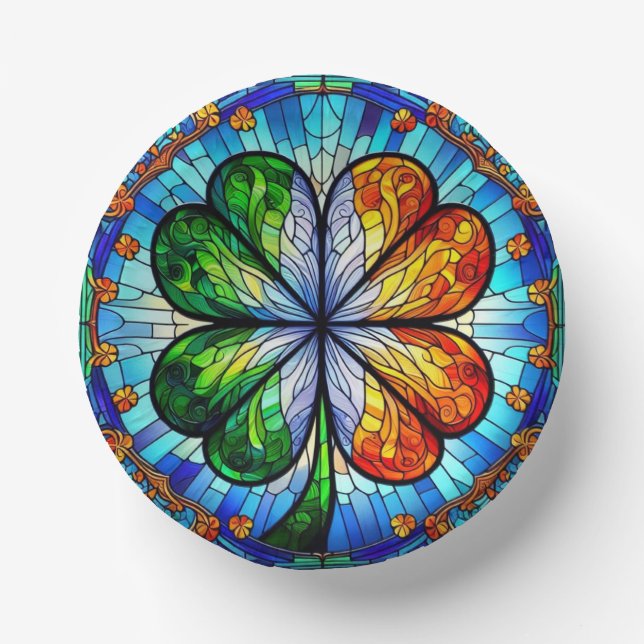 Glass Saint Patrick's Day Irish Clover Pappteller (Vorderseite)