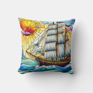 Glass Segelschiff Kissen