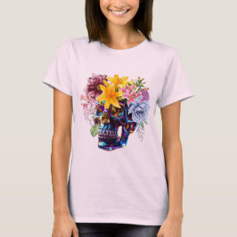 Glass Skull with Spring Flowers   WOMEN'S T SHIRT