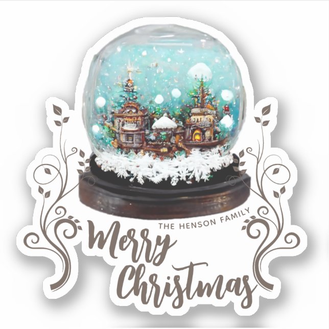 Glass Snowball Winter Village Folies Weihnachten Aufkleber (Vorderseite)