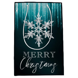 Glass Snowflake auf Aquamarinen Winteriskeln Weihn Mittlere Geschenktüte