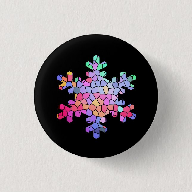 Glass Snowflake Button auf schwarz (Vorderseite)