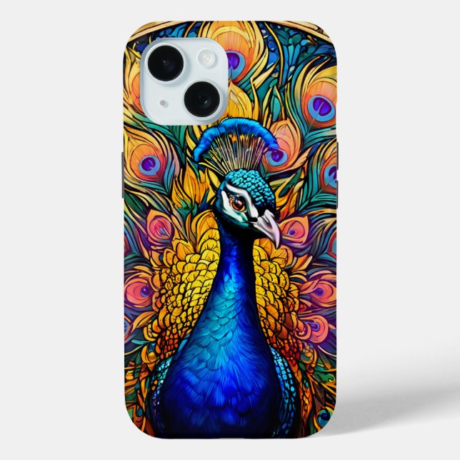 Glass Style Peacock Tough iPhone Case (Rückseite)
