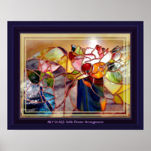 GLASS Table Flower Arrangement Beautiful Poster