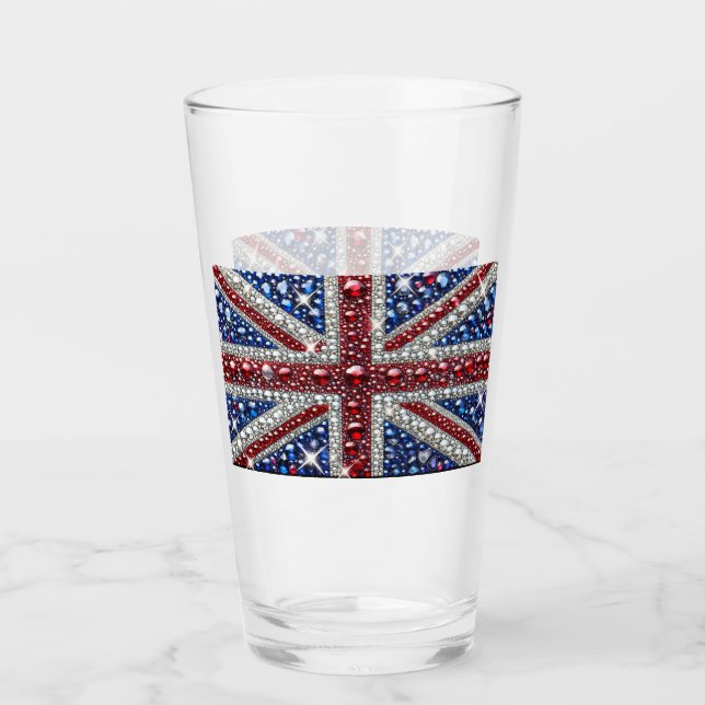 Glass-Tasse mit Britischen Farben Glas (Vorderseite)
