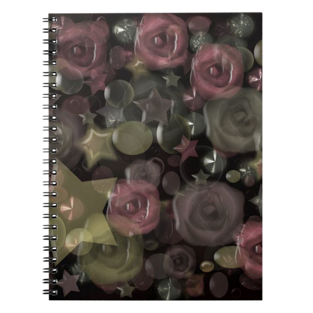 Glass Til 3D Liquid Roses and Stars Notizblock (Vorderseite)
