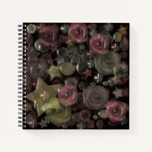 Glass Til 3D Liquid Roses and Stars Notizbuch