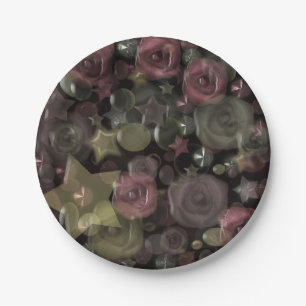 Glass Til 3D Liquid Roses and Stars Pappteller