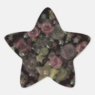Glass Til 3D Liquid Roses and Stars Stern-Aufkleber