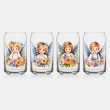 Glass Trinkbehälter Set 4 Pcs Kleine Engel