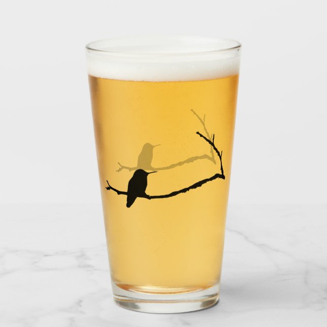 Glass Tumbler - Hummingbird sitzend auf Baumzweig (Rückseite (gefüllt))