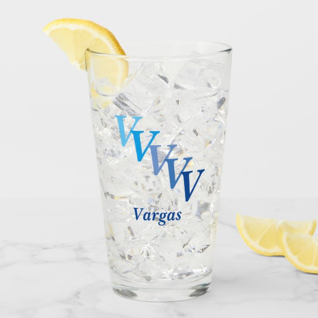 Glass Tumbler - Schattige Initialen mit Namen in b (Vorderseite Ice)
