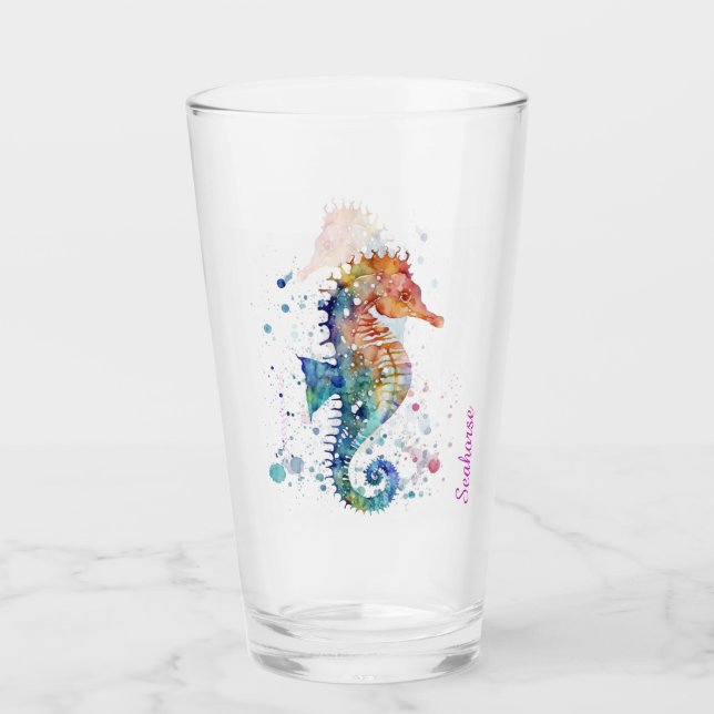 Glass Tumbler - Seepferd Meereswelt (Vorderseite)