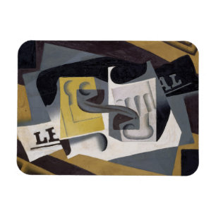 Glass und Newspaper, 1917 (Öl auf Sperrholz) Magnet