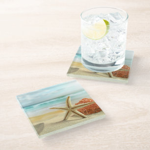 Glass Untersetzer Beach Starfish