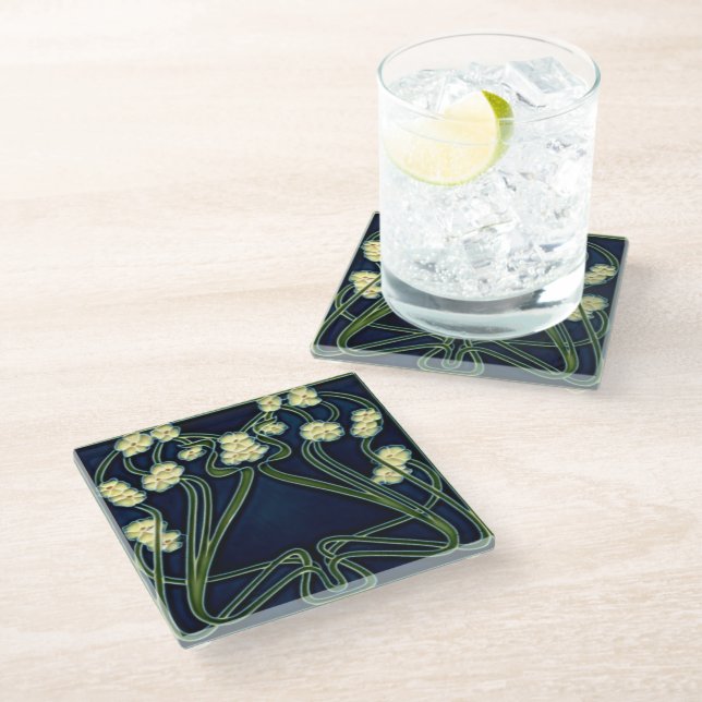 Glass Untersetzer - ForGetMeNots Art Nouveau (Schrägansicht)