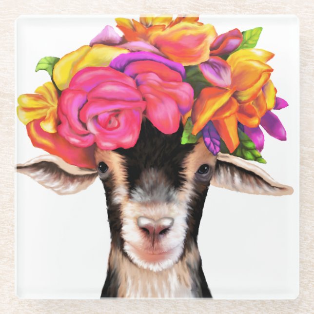 Glass Untersetzer Posey die Ziege (Vorderseite)