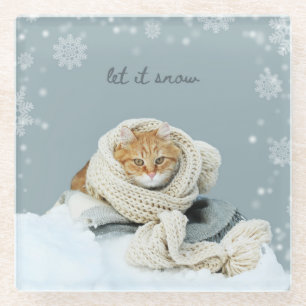 Glass Untersetzer Winter Cut lassen es schnee