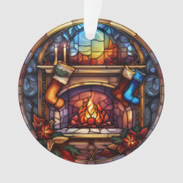 Glass Weihnachten Feuerplatz Szene Ornament
