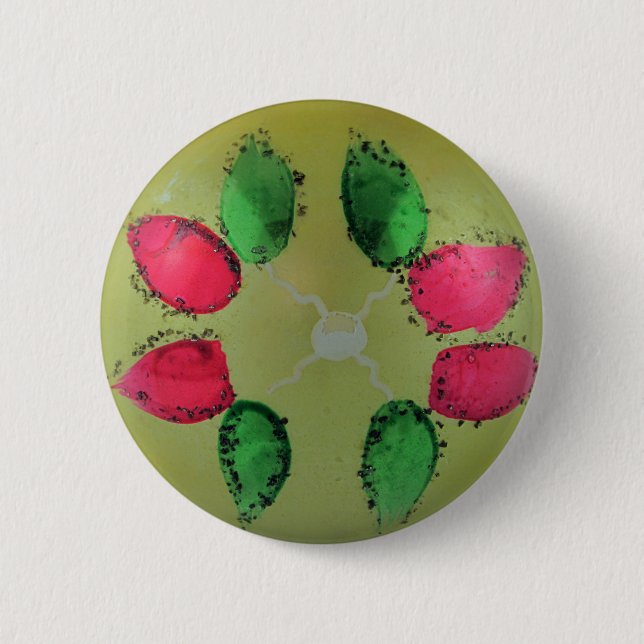 Glass Weihnachtsball Grün Dekoration Button (Vorderseite)