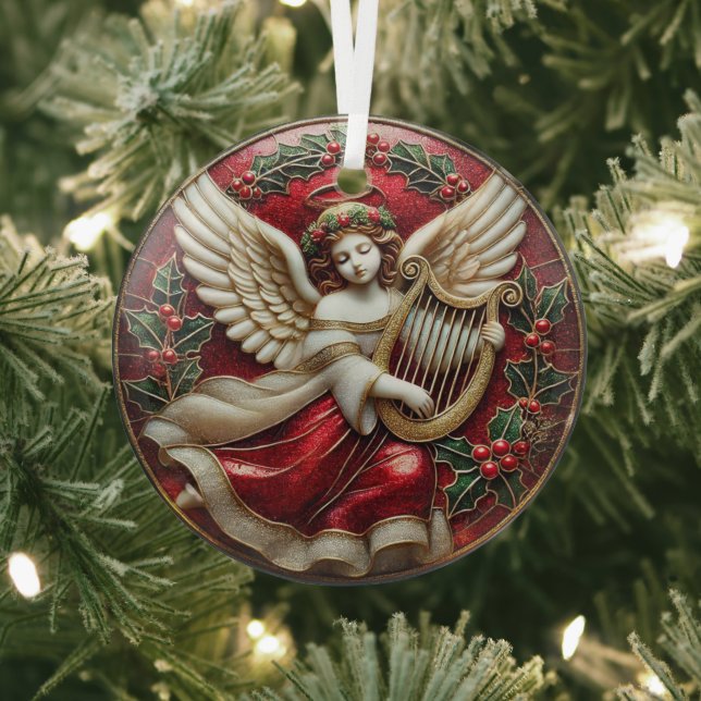 Glass Weihnachtsengel mit Harfe und Heilig Ornament Aus Glas (InSitu)