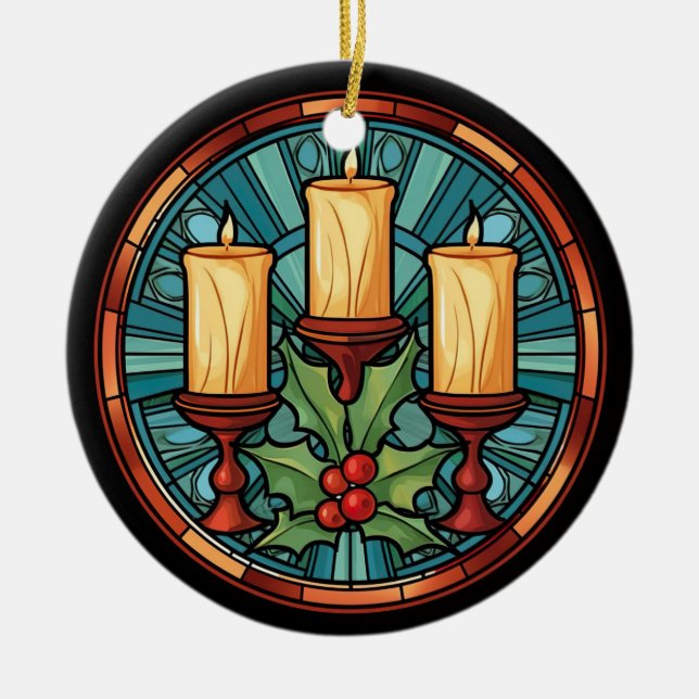 Glass Weihnachtskerzen Keramik Ornament (Vorne)
