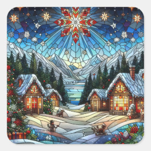 Glass Weihnachtsschmuck Quadratischer Aufkleber