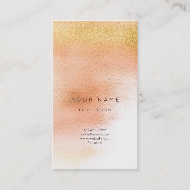 Glass White Peach Gold Peach Ombre Stylist Vip Visitenkarte (Vorderseite)