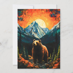 Glass Wildlife Mountain Sunset Bear Feiertagskarte
