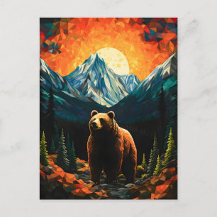 Glass Wildlife Mountain Sunset Bear Feiertagspostkarte